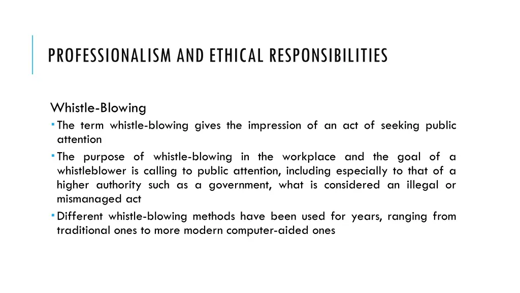 professionalism and ethical responsibilities