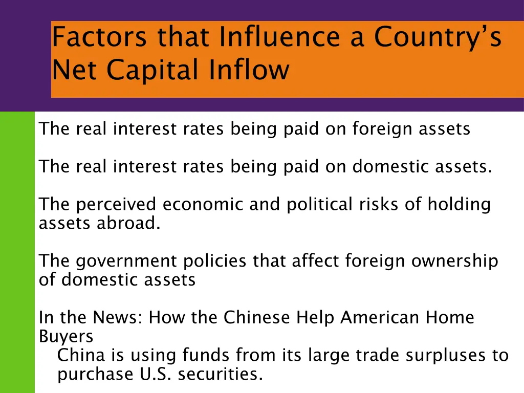 factors that influence a country s net capital