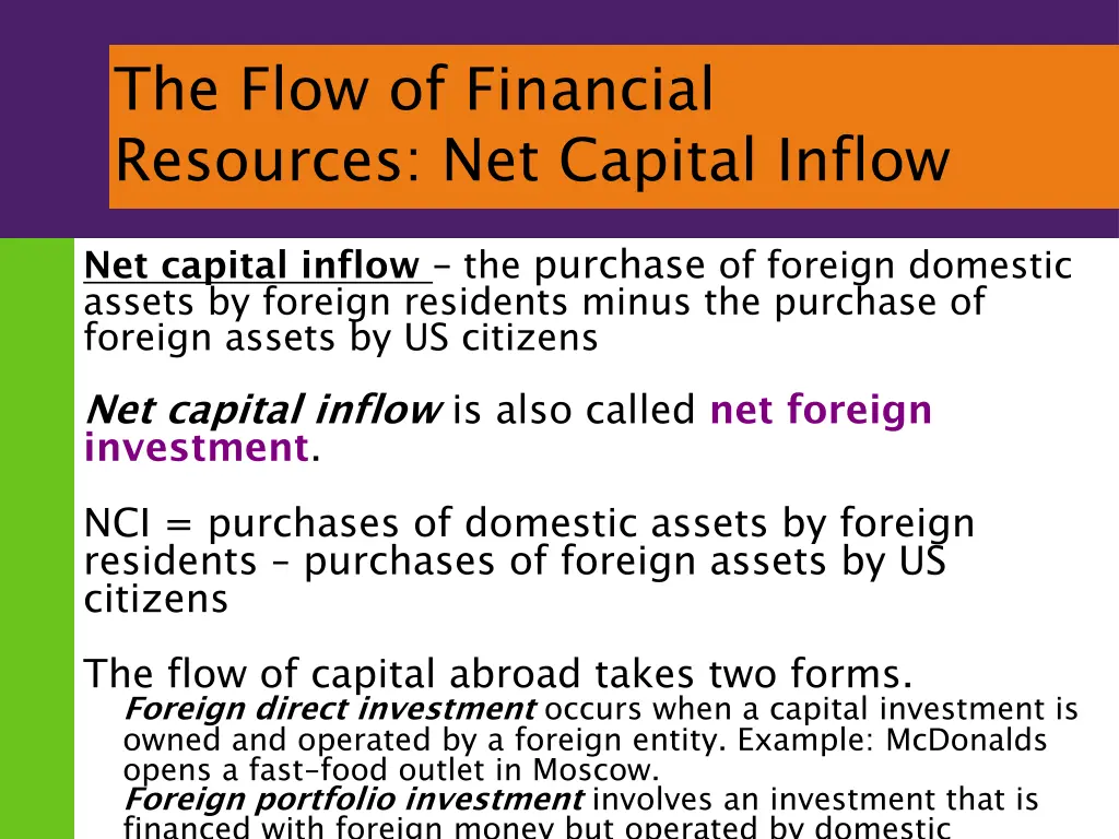 the flow of financial resources net capital inflow