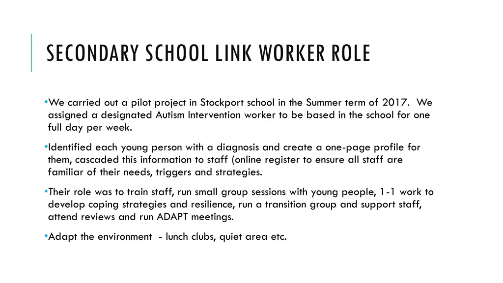 secondary school link worker role