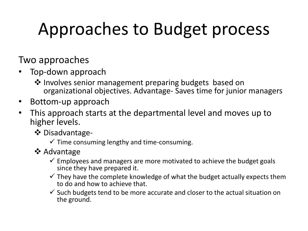 approaches to budget process