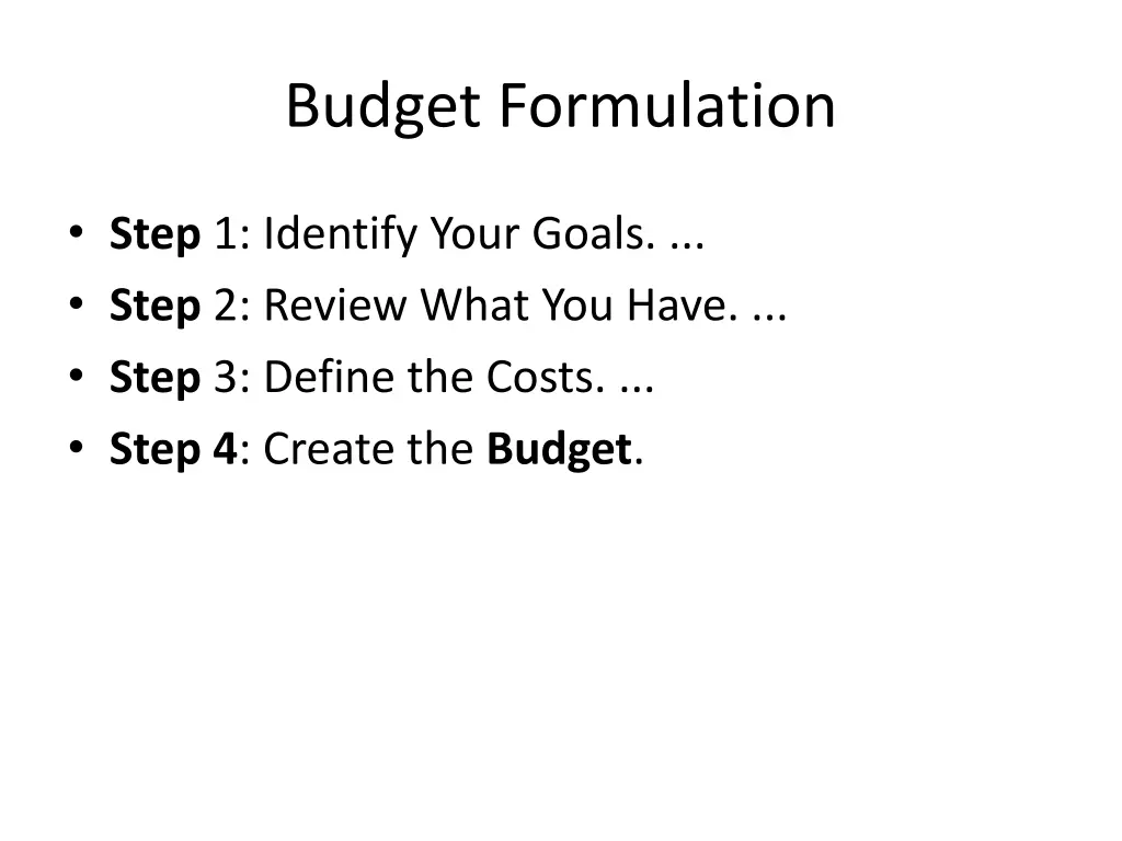 budget formulation