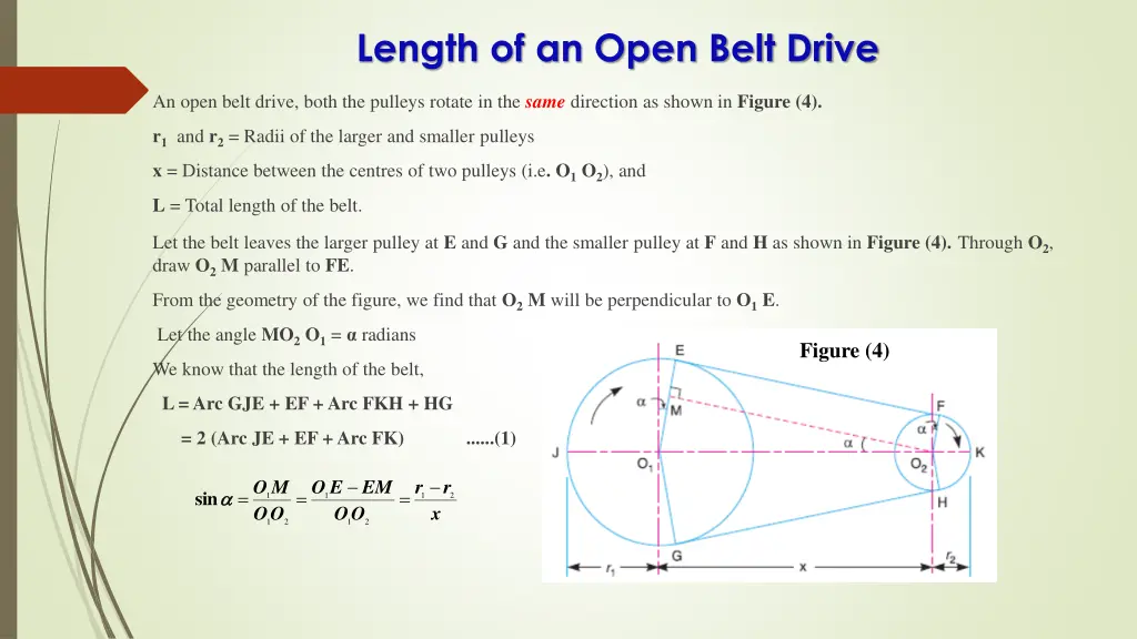 length of an open belt drive