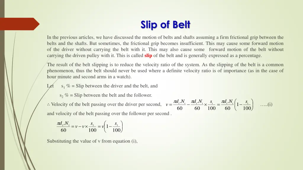 slip of belt