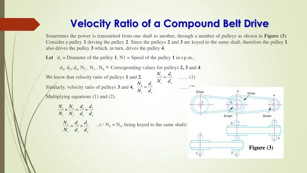 velocity ratio of a compound belt drive