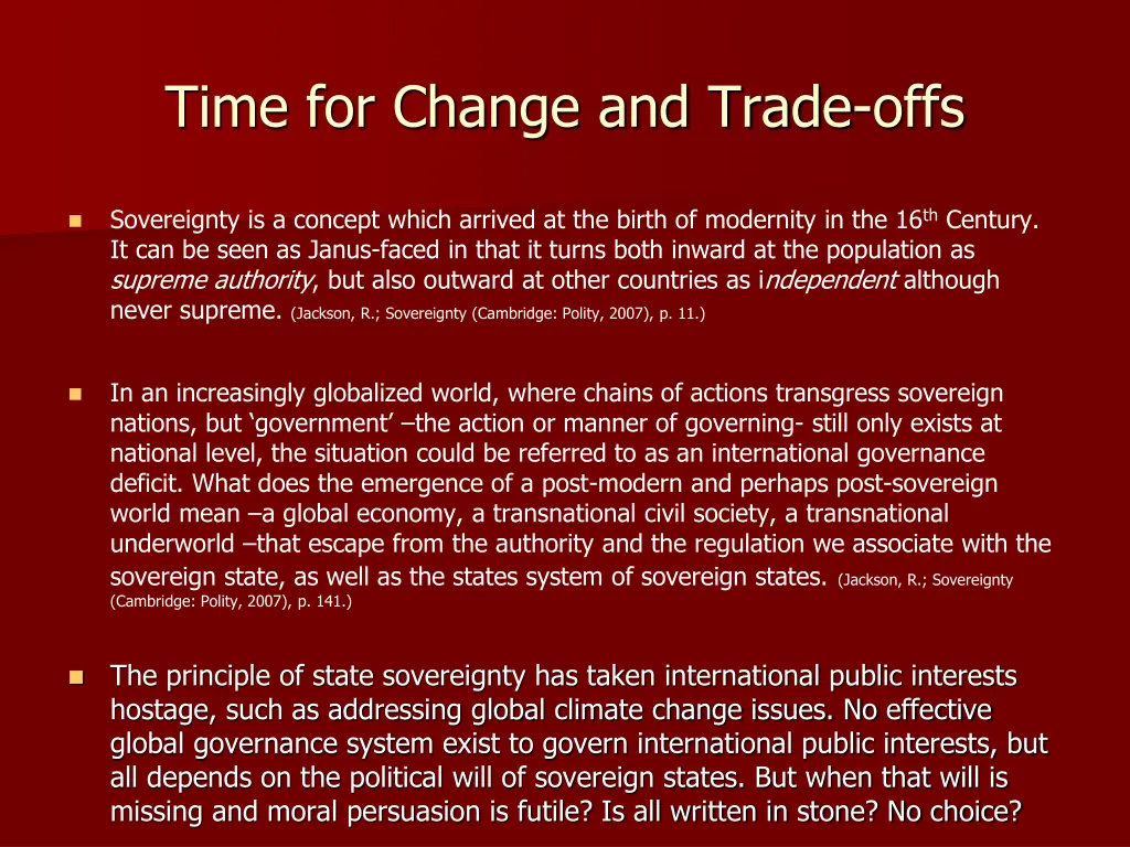 time for change and trade offs 1