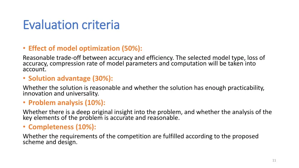 evaluation criteria evaluation criteria