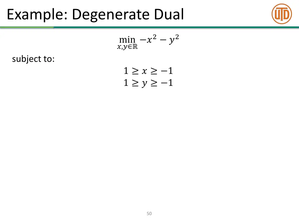 example degenerate dual