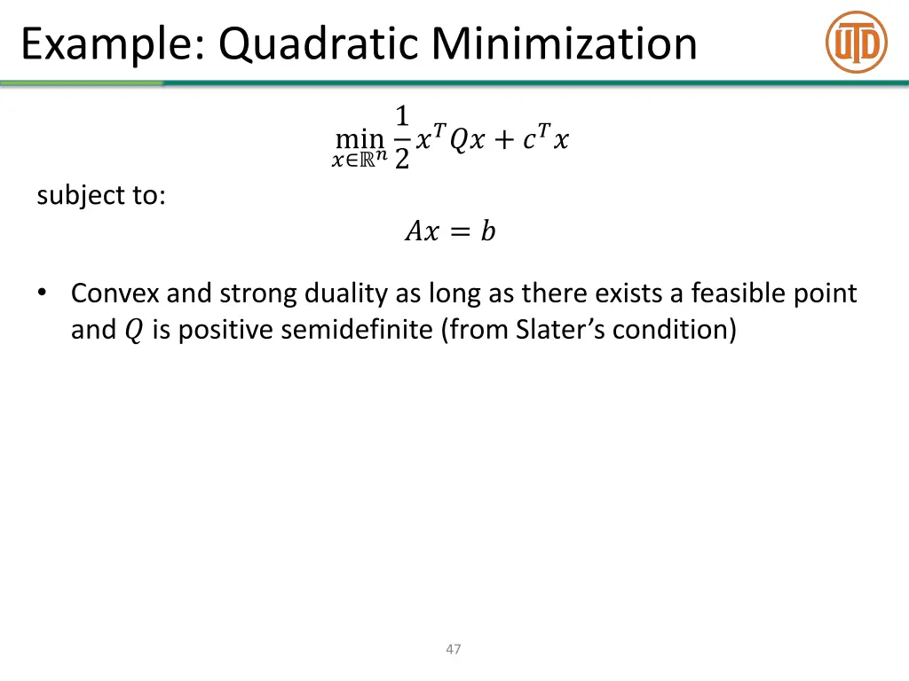 example quadratic minimization