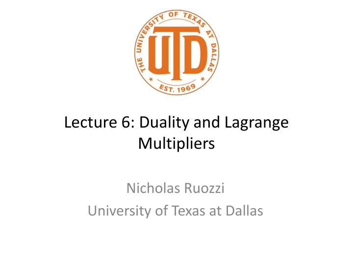 lecture 6 duality and lagrange multipliers