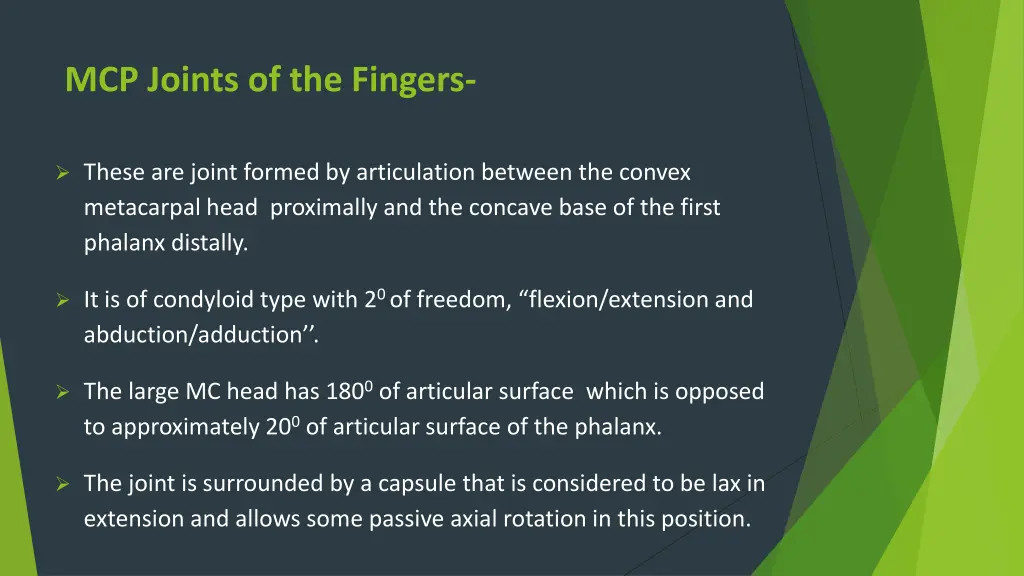 mcp joints of the fingers