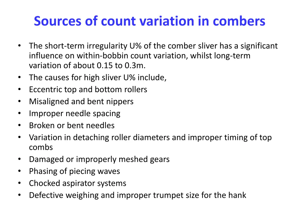 sources of count variation in combers