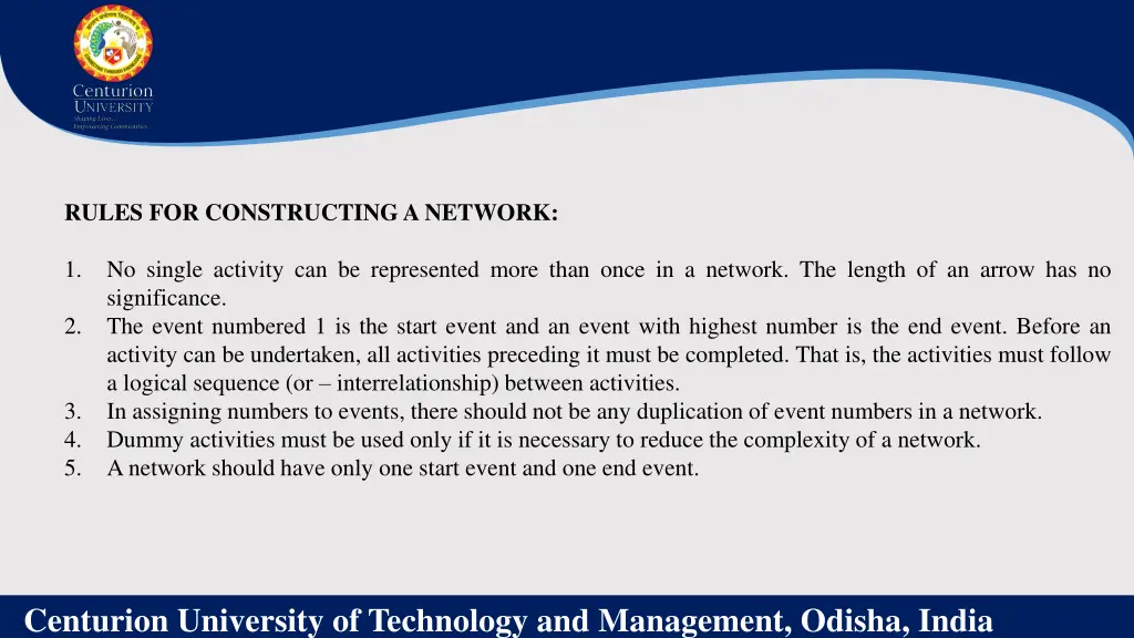 rules for constructing a network