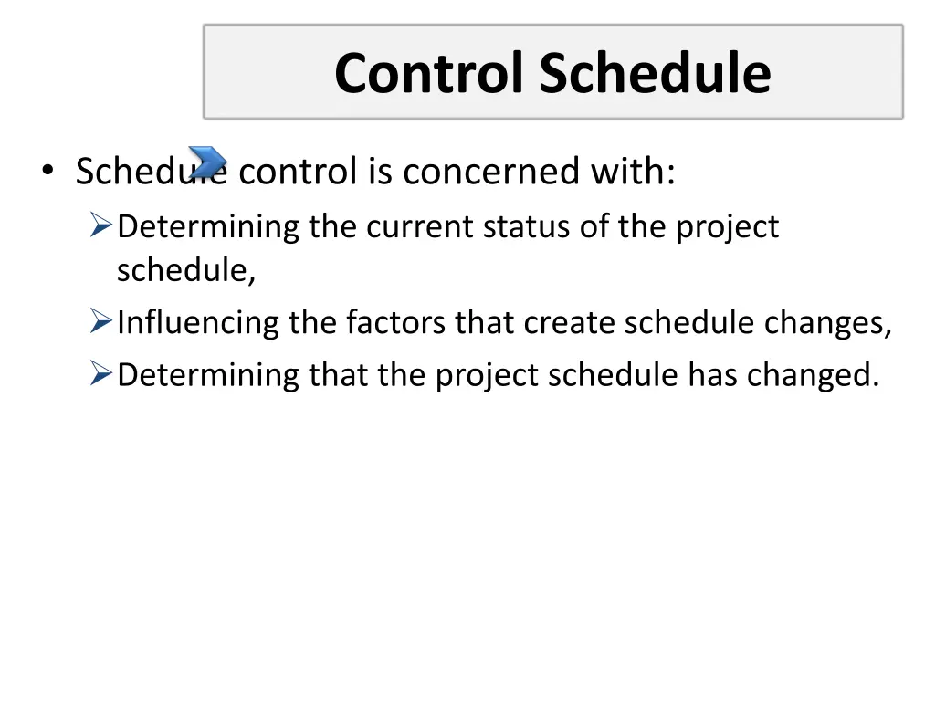 control schedule