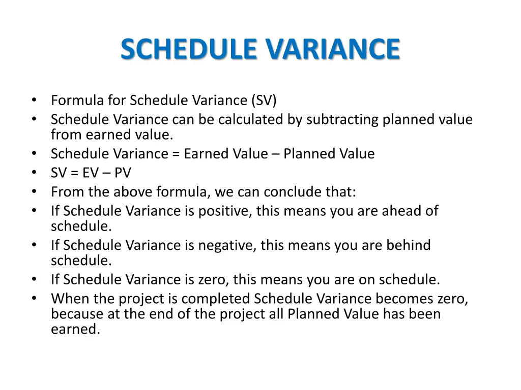 schedule variance