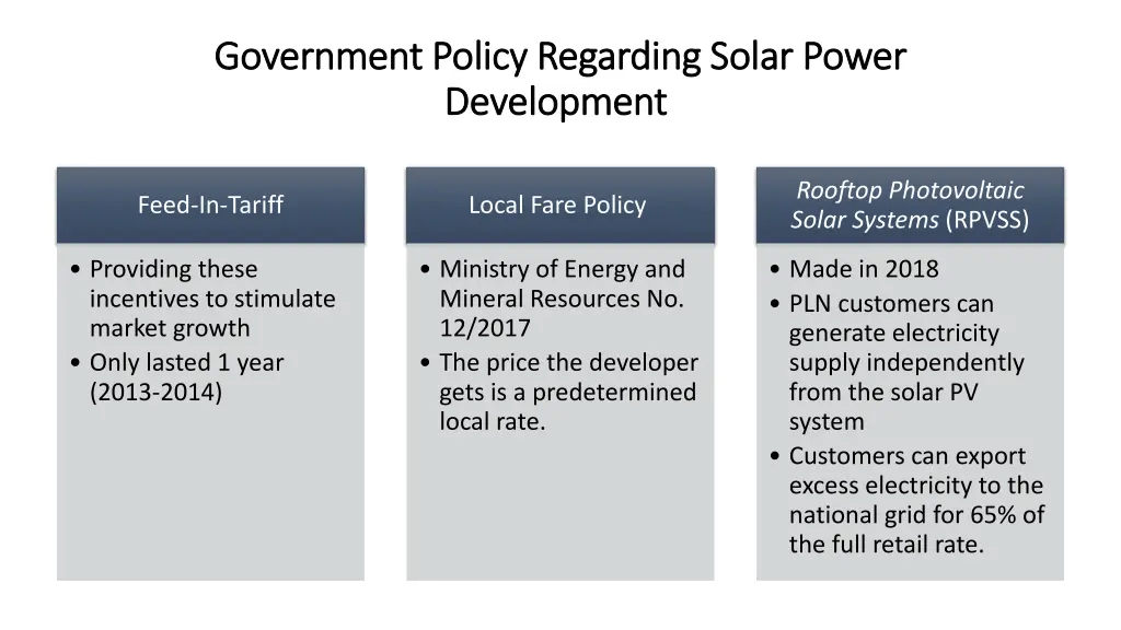 government policy regarding solar power