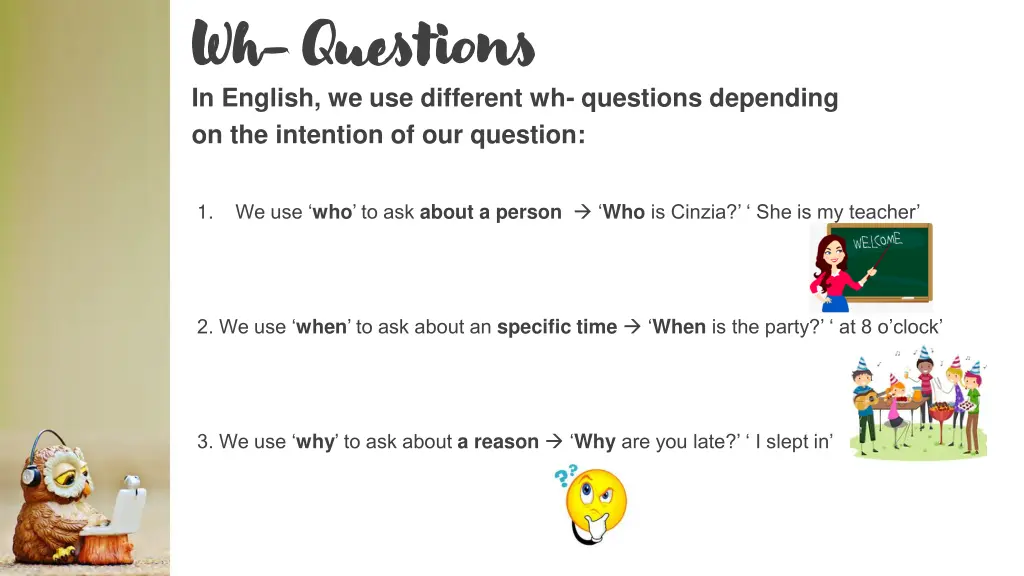 wh in english we use different wh questions