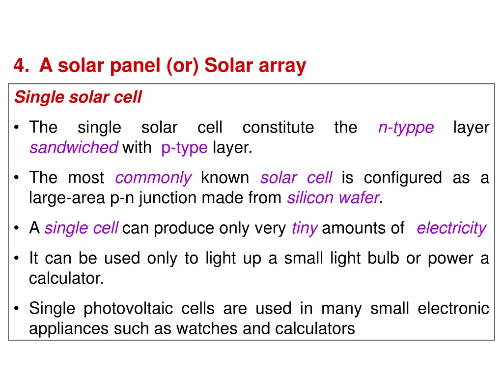 4 a solar panel or solar array