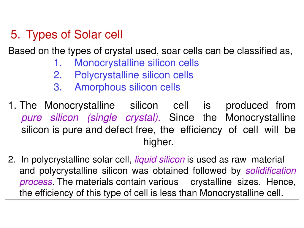 5 types of solar cell