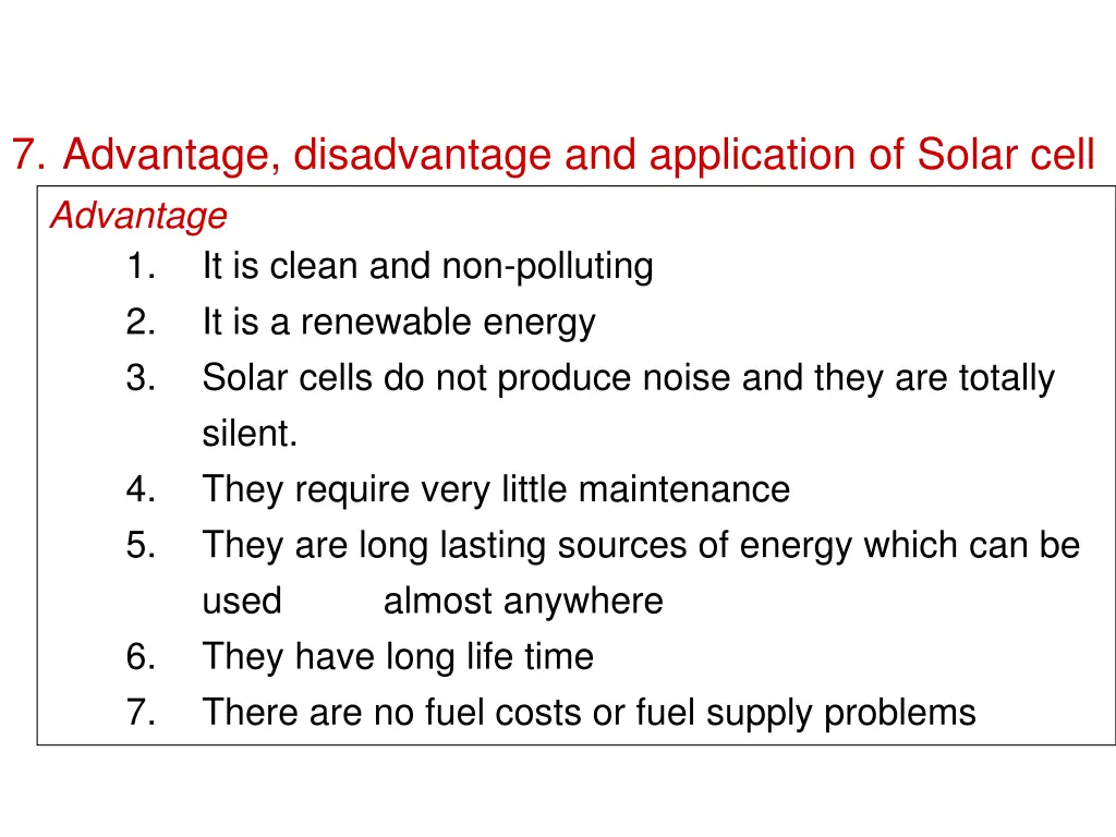 7 advantage disadvantage and application of solar