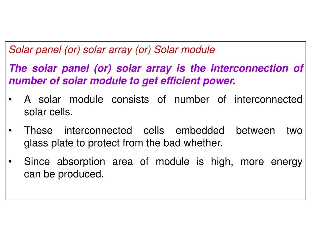 solar panel or solar array or solar module