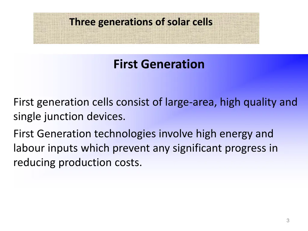 three generations of solar cells