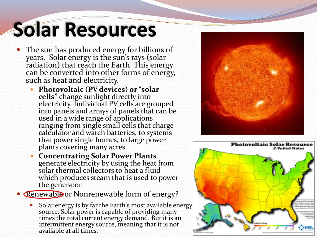 solar resources