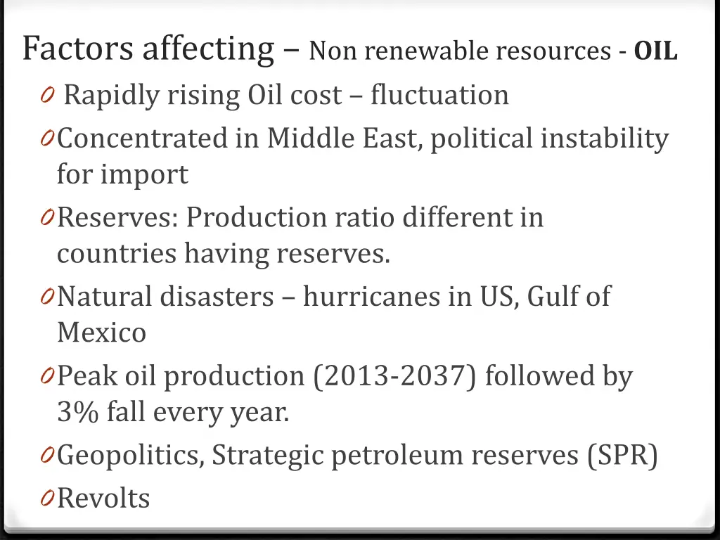 factors affecting non renewable resources