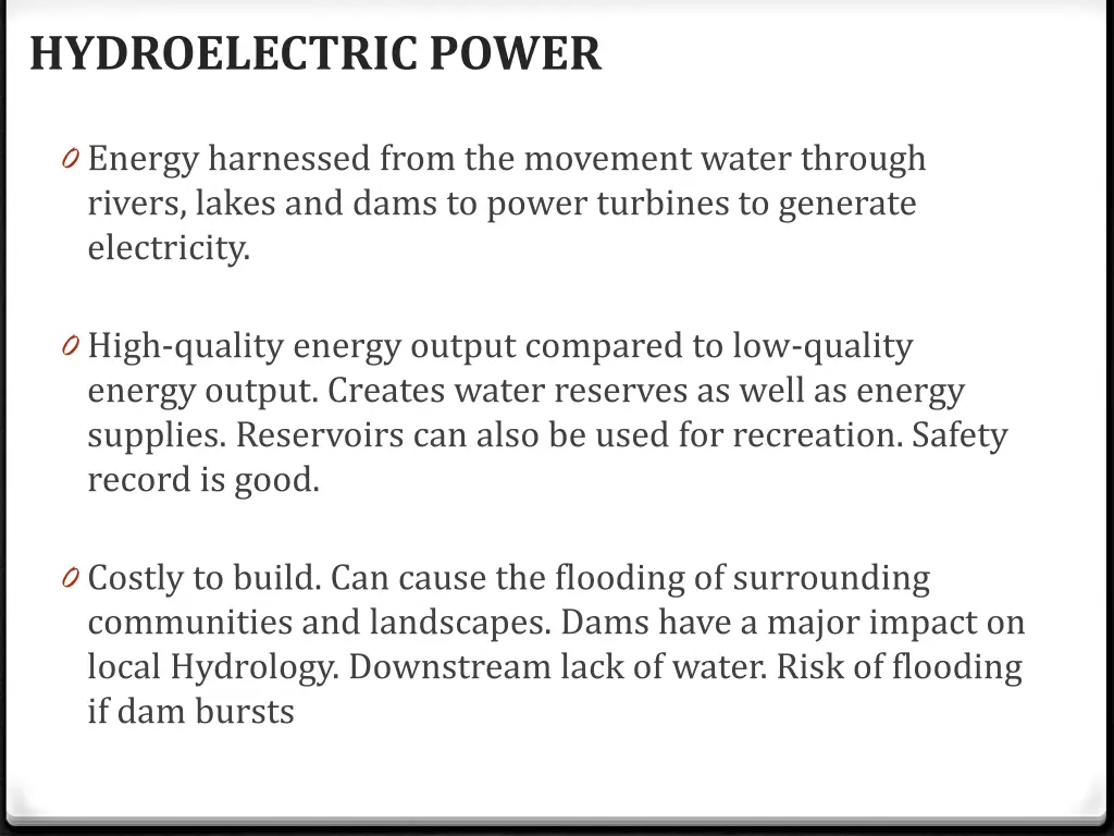 hydroelectric power