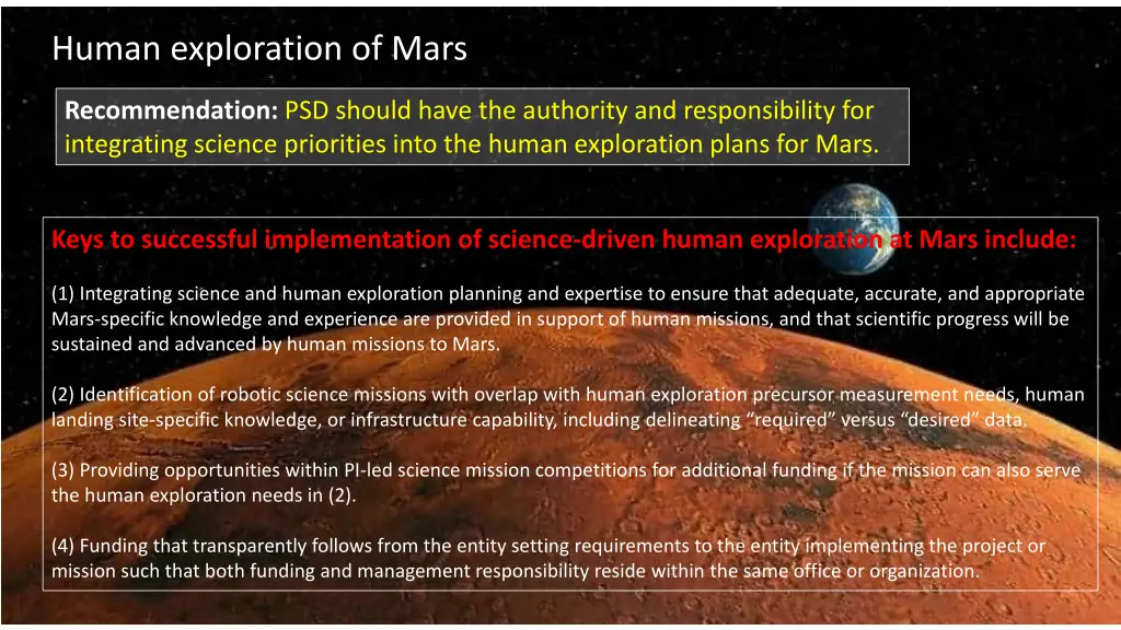 human exploration of mars