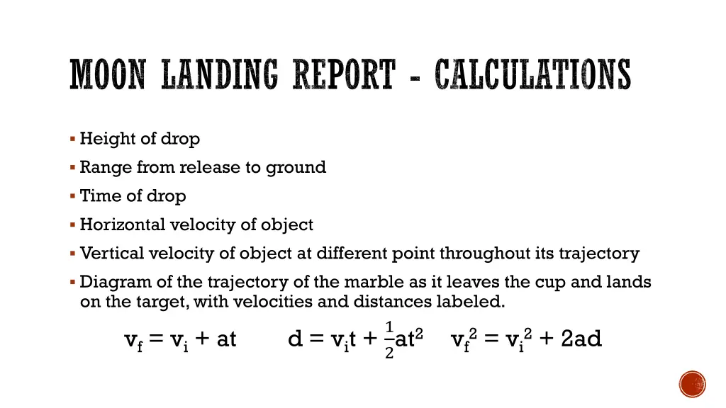 moon landing report calculations