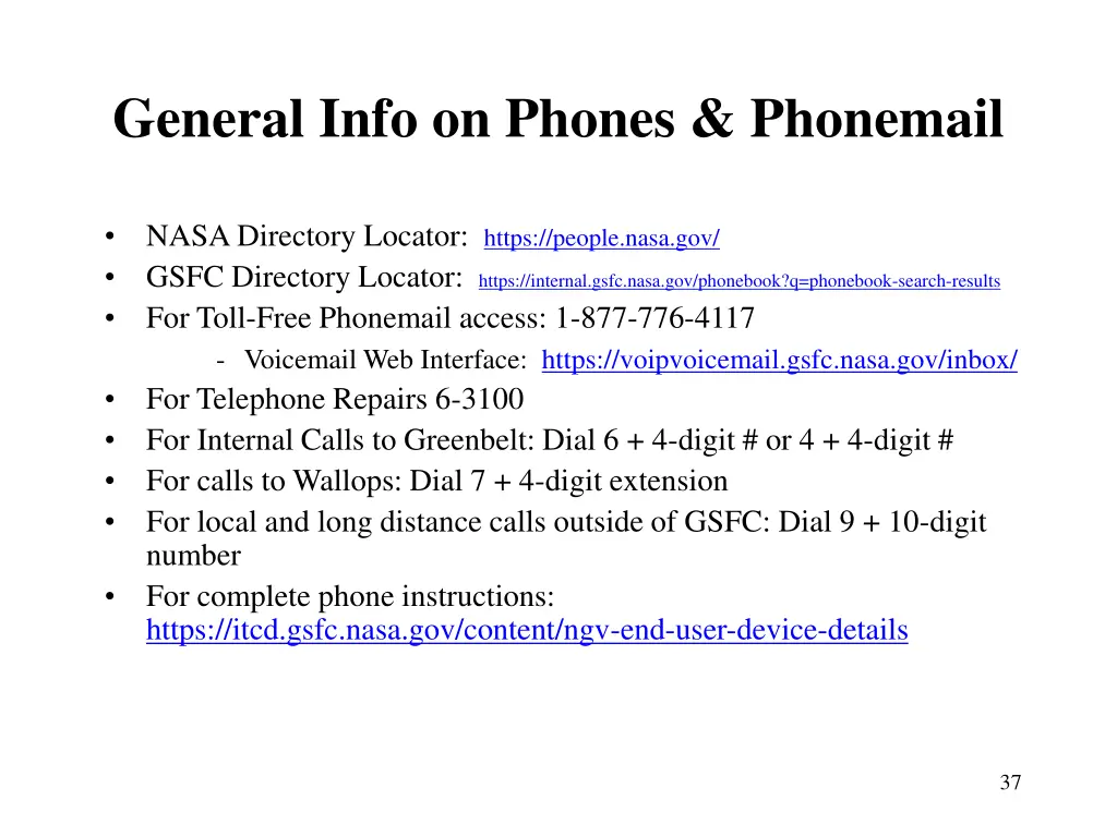 general info on phones phonemail