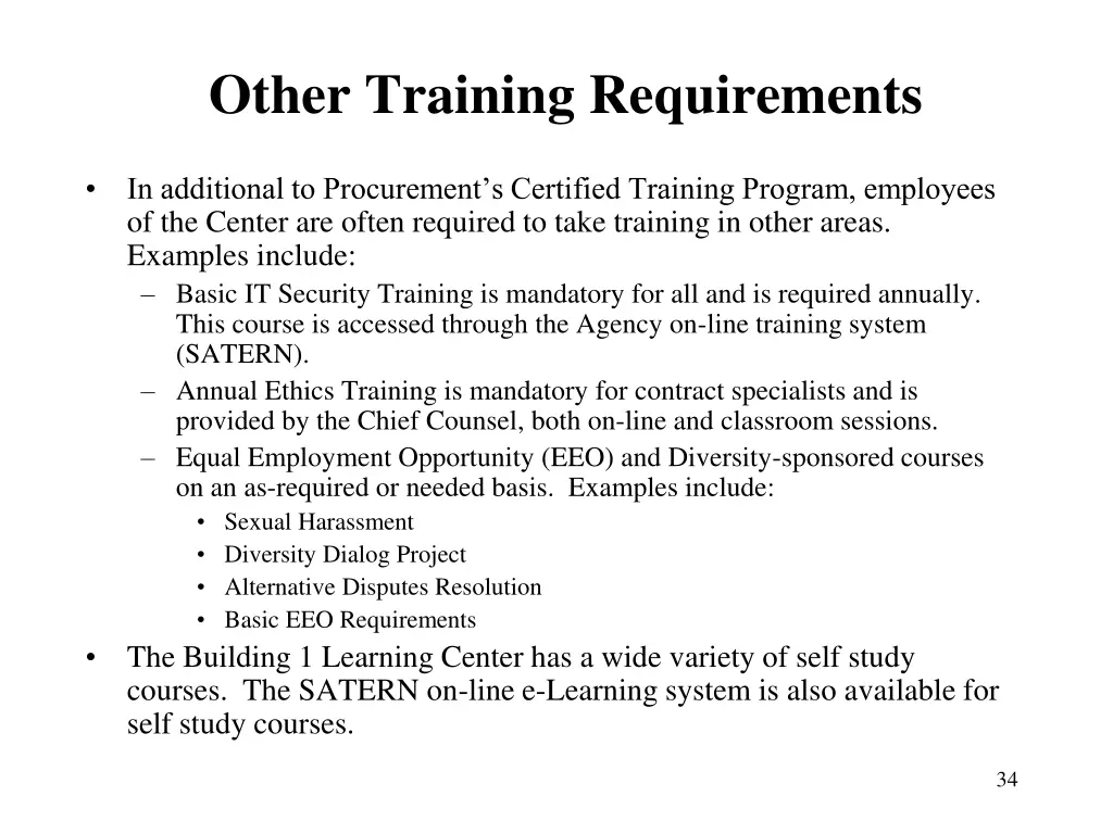 other training requirements