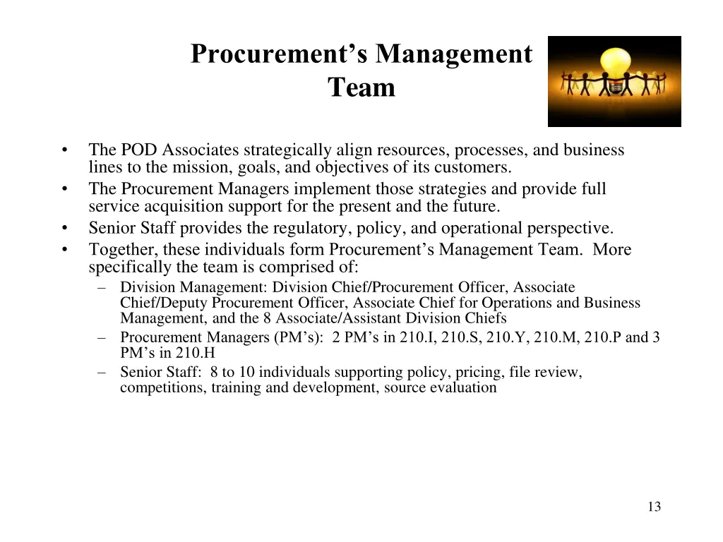 procurement s management team