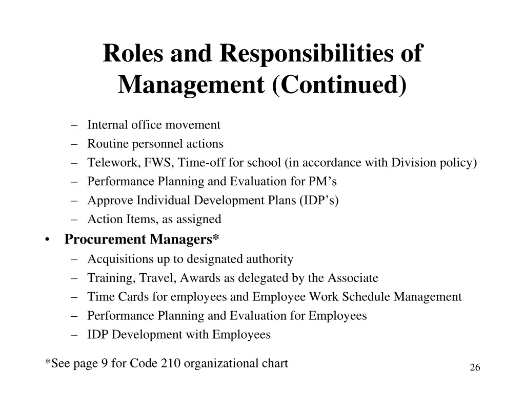 roles and responsibilities of management continued 2