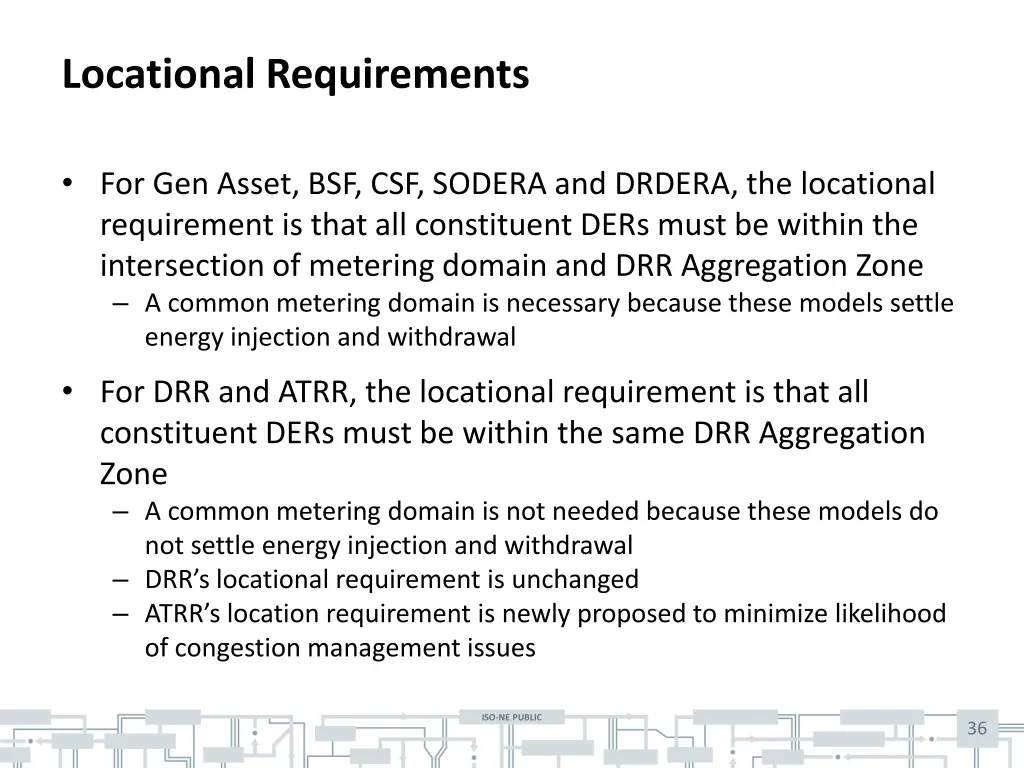 locational requirements