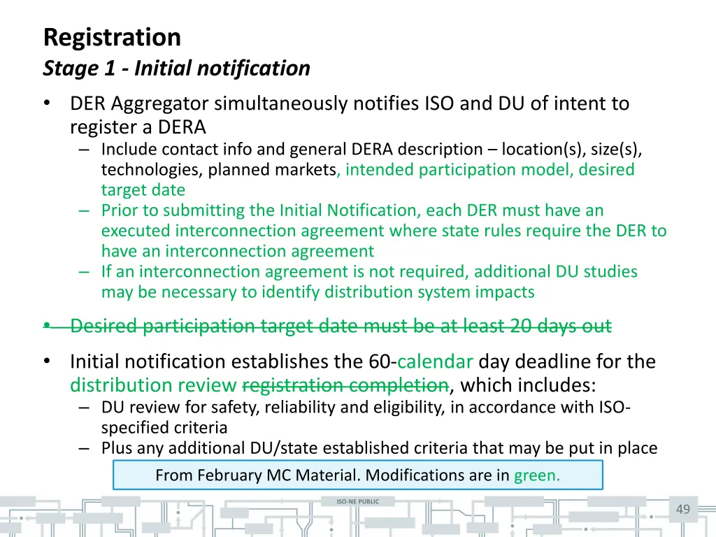 registration stage 1 initial notification