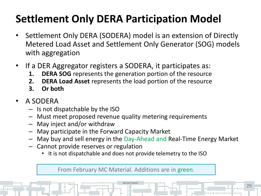 settlement only dera participation model