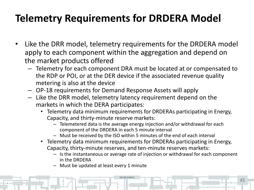 telemetry requirements for drdera model