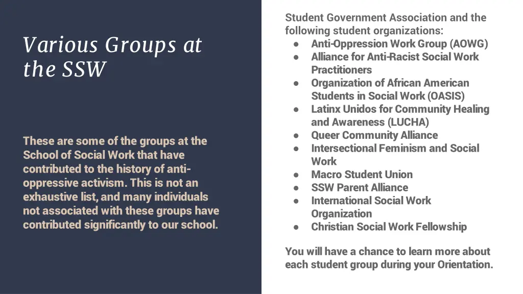 student government association and the following