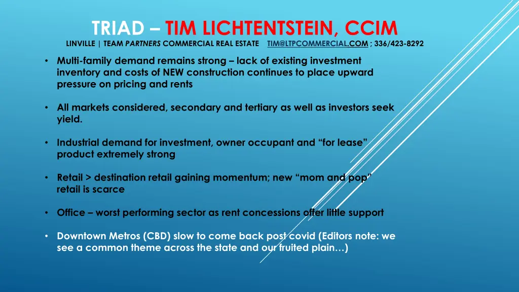 triad tim lichtentstein ccim linville team