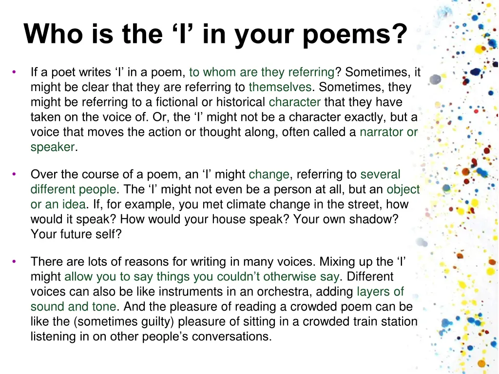 who is the i in your poems