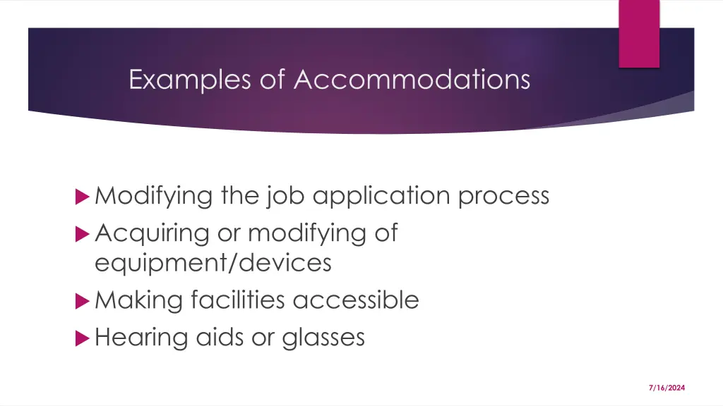 examples of accommodations