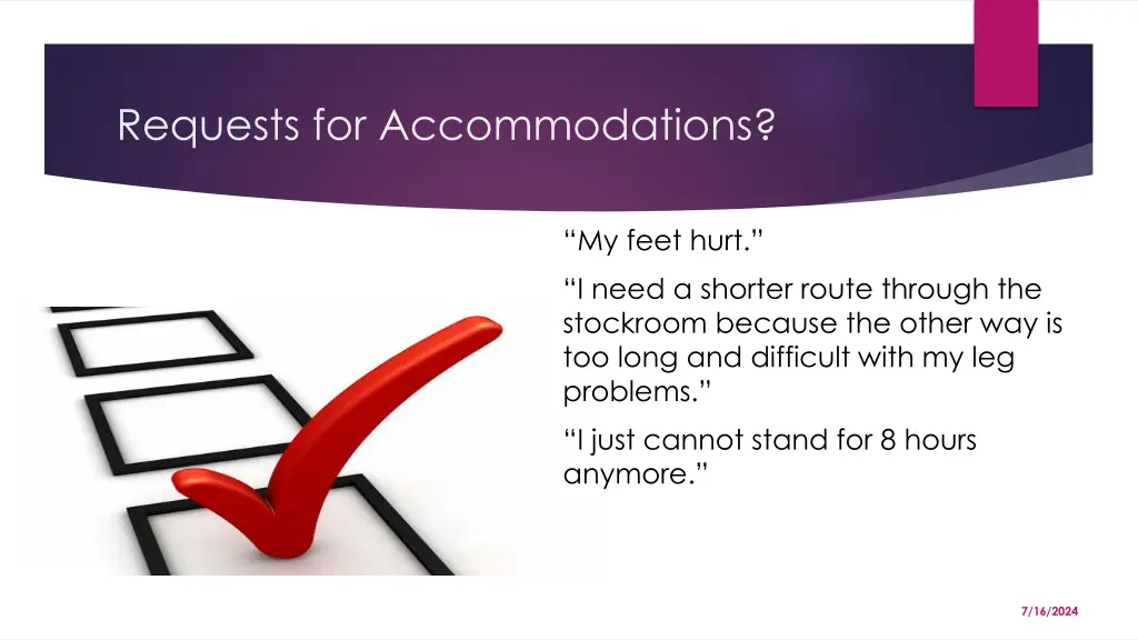 requests for accommodations