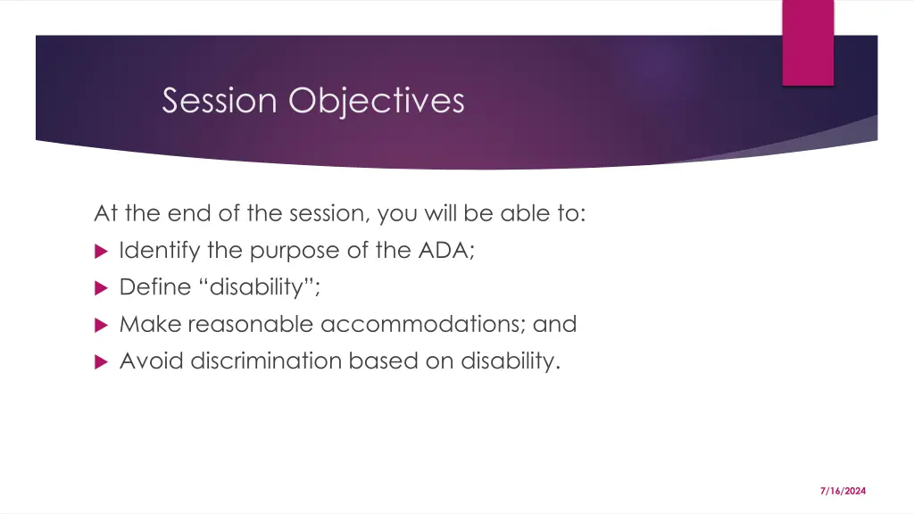 session objectives