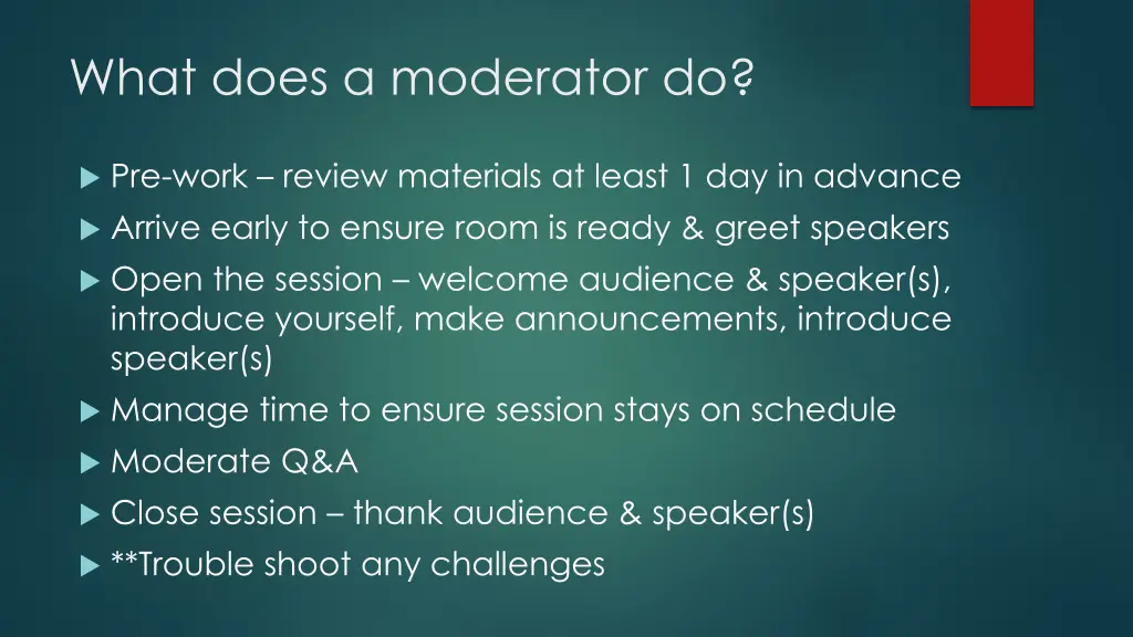 what does a moderator do