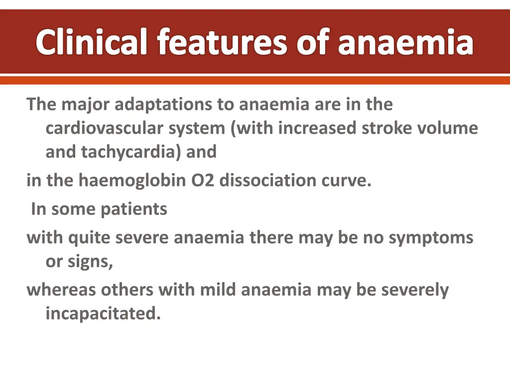 clinical features of anaemia