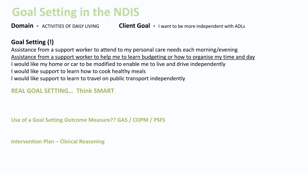 goal setting in the ndis 2