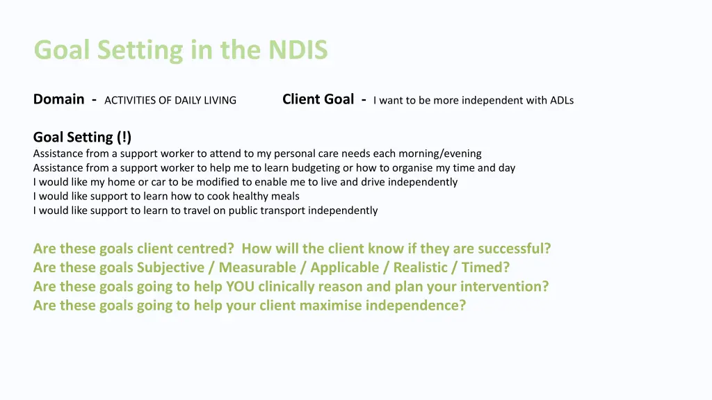 goal setting in the ndis