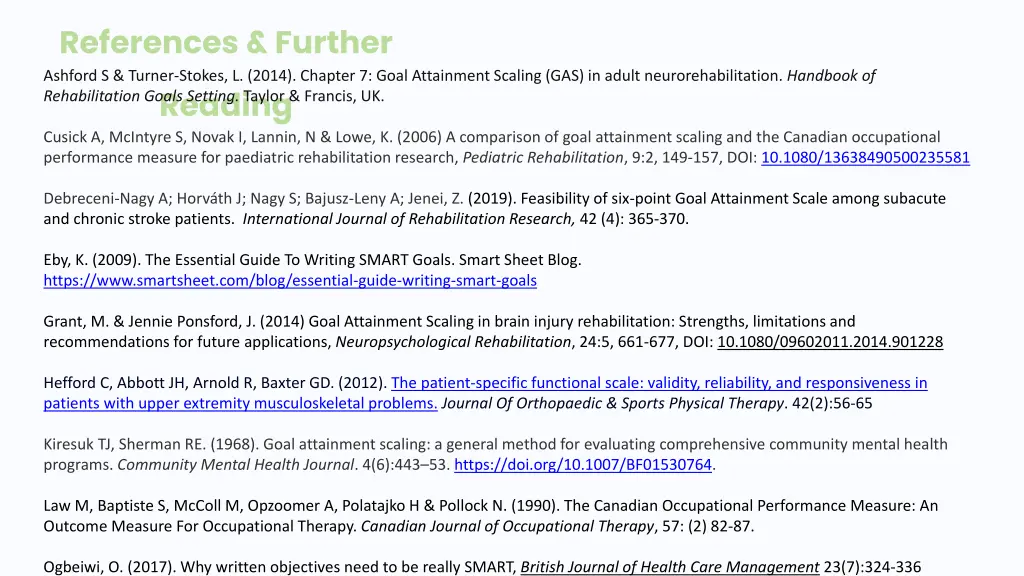 references further ashford s turner stokes l 2014